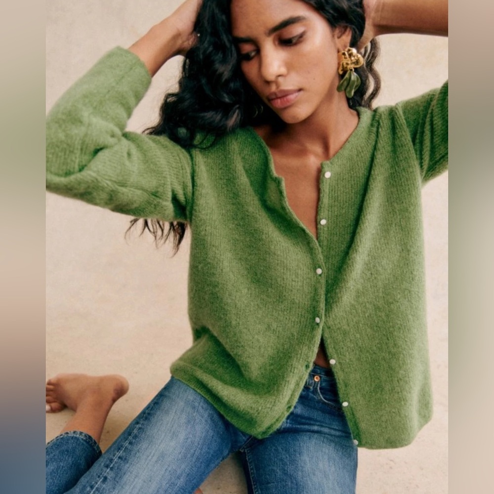 Sezane Gaspard Cardigan Garden Green - Size XXS